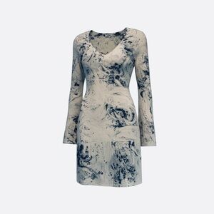 Michelle Jonas Blue and Cream Comfy‎ Soft Dress
